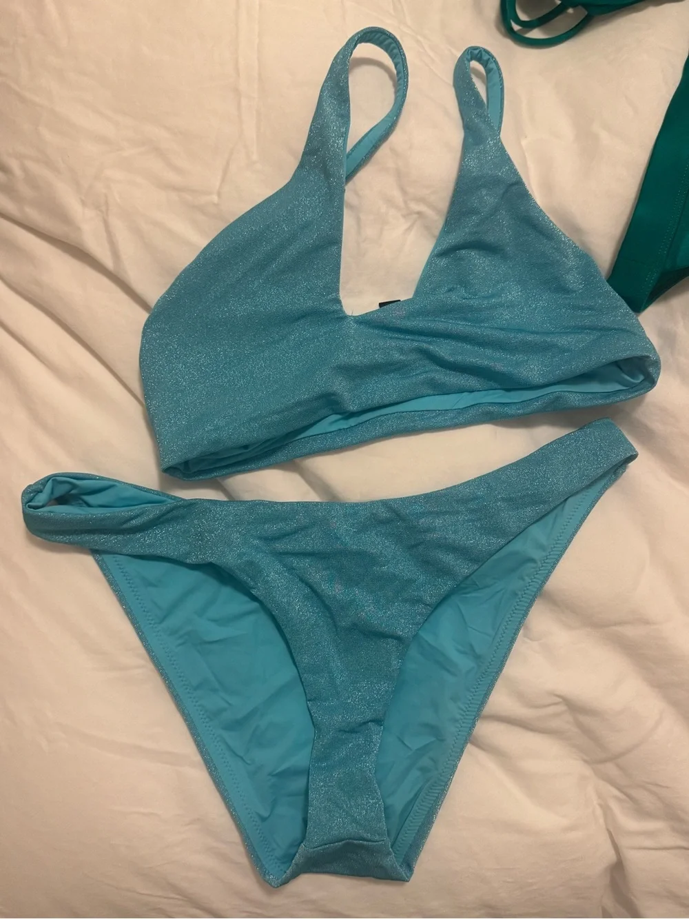 SET: Bloomingdales Aqua Blue Sparkly Swimsuit